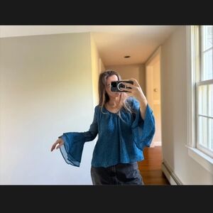 Hollister Blue Bell Sleeve Blouse